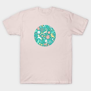 Dinosaurs + Unicorns in Teal T-Shirt